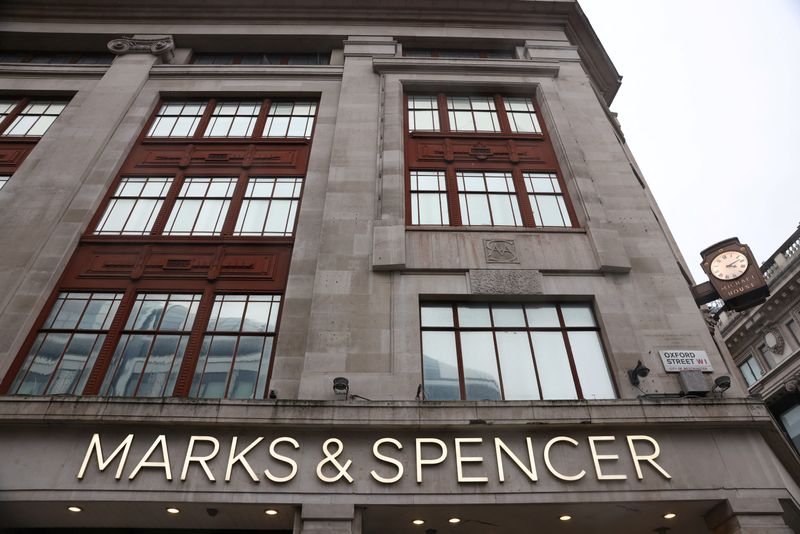 &copy; Reuters. FILE PHOTO: The Marks & Spencer logo is seen at a store near Marble Arch on Oxford Street, in London, Britain, February 29, 2024. REUTERS/Hollie Adams/File Photo