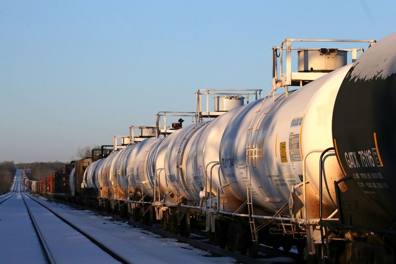 &copy; Reuters. Chemical tanker cars of a Canadian National Railway (CN Rail) freight train in Tyendinaga, Ontario, Canada February 14, 2020.   REUTERS/Chris Helgren/File Photo