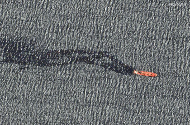 © Reuters. A satellite image shows the Rubymar before it sank in the Red Sea, March 1, 2024. Maxar Technologies via REUTERS