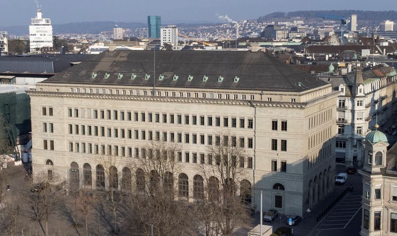 &copy; Reuters. La vue générale montre le bâtiment de la Banque nationale suisse à Zurich. /Photo prise le 7 mars 2022 à Zurich, Suisse/REUTERS/Arnd Wiegmann