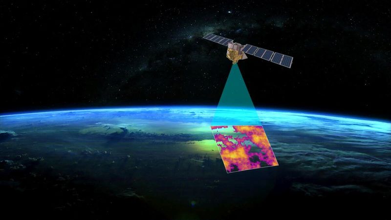 &copy; Reuters. Representação de satélite que será usado para rastrear emissões de metano em folheto do MethaneSAT, fruto de parceria entre o Google e o grupo ambiental EDF para expor grandes fontes de emissões que provocam o aquecimento climático usando IA 
Metha