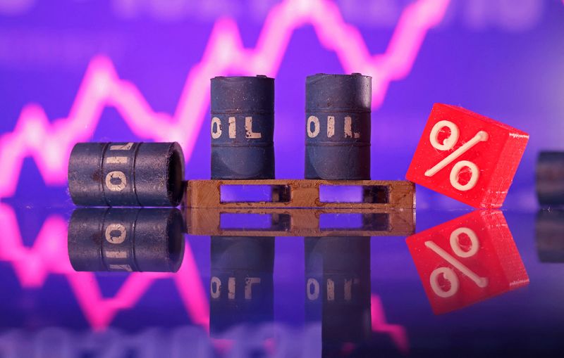 &copy; Reuters. Miniatures of oil barrels and a rising stock graph are seen in this illustration taken January 15, 2024. REUTERS/Dado Ruvic/Illustration/file photo
