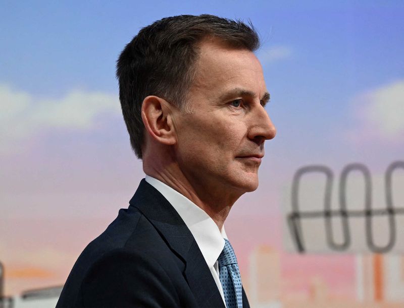 &copy; Reuters. British Chancellor of the Exchequer Jeremy Hunt appears on BBC's Sunday with Laura Kuenssberg in London, Britain March 3, 2024. Jeff Overs/BBC/Handout via REUTERS 