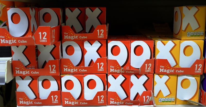 &copy; Reuters. File photo: Boxes of OXO stock cubes are seen on the shelf of a supermarket in Manchester, Britain March 30, 2016.  REUTERS/Phil Noble/File photo