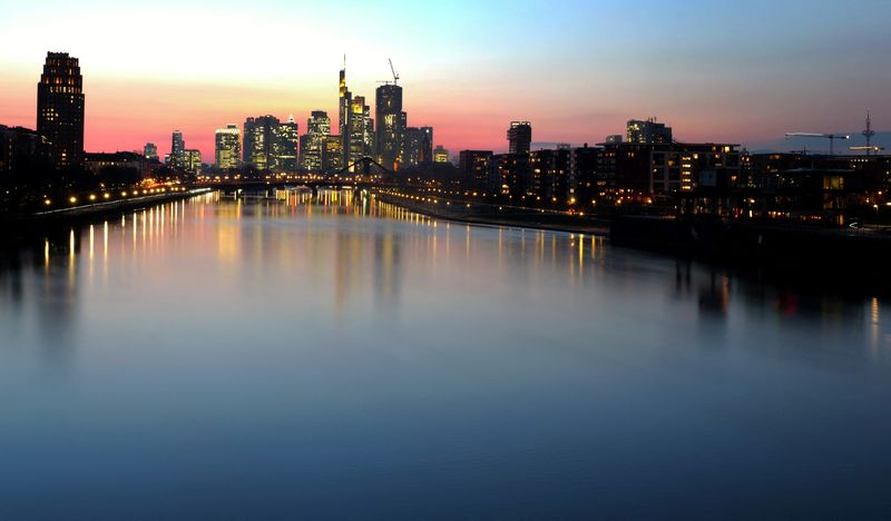 &copy; Reuters. The skyline with the banking district is seen during sunset in Frankfurt, Germany, February 27, 2024.  REUTERS/Kai Pfaffenbach/File Photo