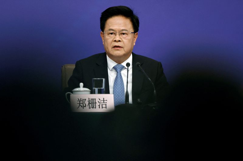 &copy; Reuters. Président de la Commission nationale du développement et de la réforme (CNDR), Zheng Shanjie, lors d'une conférence de presse à Pékin, Chine. /Photo prise le 6 mars 2024/REUTERS/Tingshu Wang