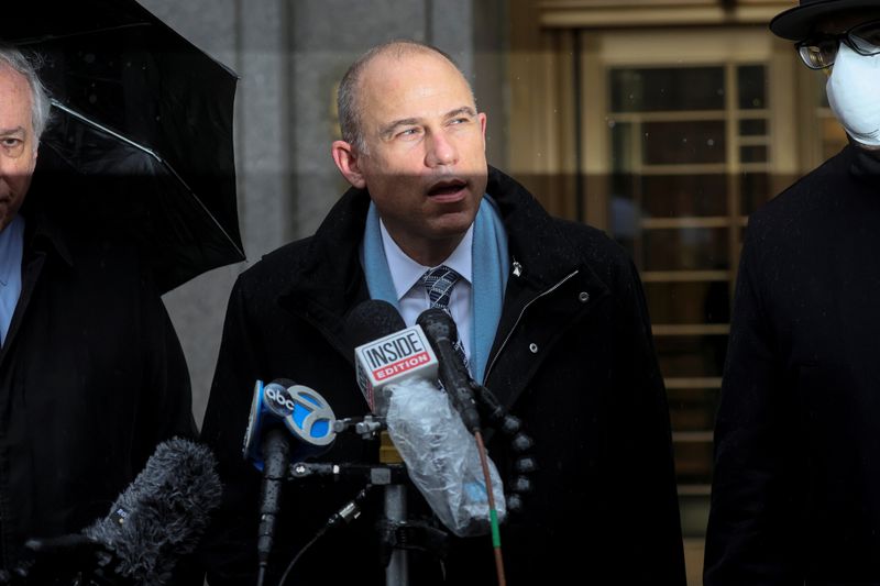 &copy; Reuters. Former attorney Michael Avenatti speaks to the media after the guilty verdict in his criminal trial, at the United States Courthouse in the Manhattan borough of New York City, U.S., February 4, 2022. REUTERS/Brendan McDermid/File Photo