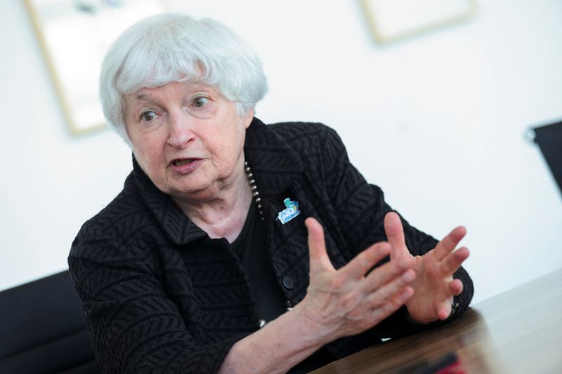 &copy; Reuters. U.S. Secretary of the Treasury Janet Yellen speaks during an interview at the G20 Finance Ministers and Central Banks Governors meeting, in Sao Paulo, Brazil, February 29, 2024. REUTERS/Carla Carniel/File Photo