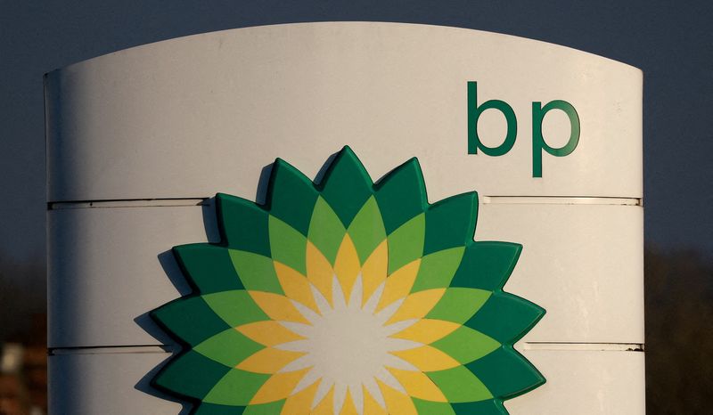&copy; Reuters. FILE PHOTO: Signage is seen outside a BP (British Petroleum) petrol station in Liverpool, Britain, February 7, 2023. REUTERS/Phil Noble/File Photo