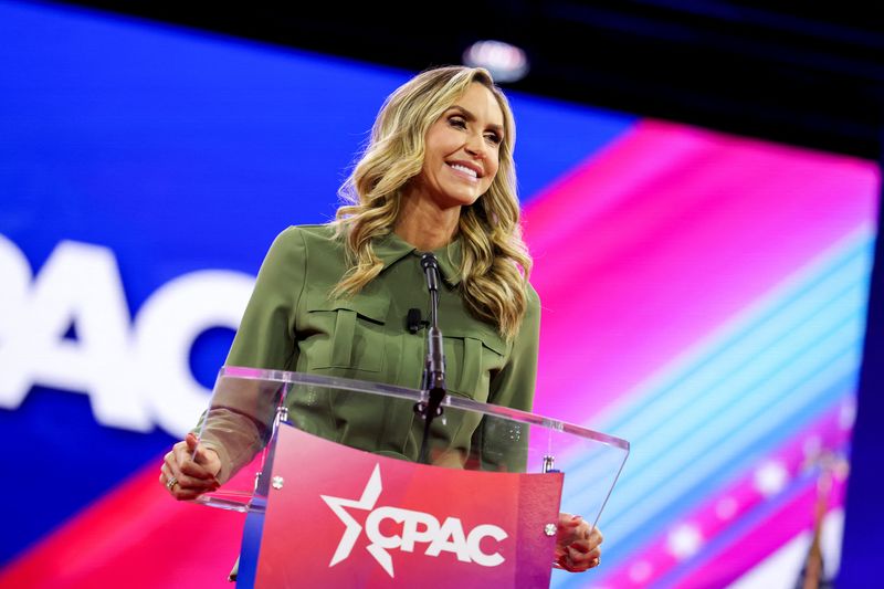 © Reuters. FILE PHOTO: Lara Trump looks on as she speaks, at the Conservative Political Action Conference (CPAC) annual meeting in National Harbor, Maryland, U.S., February 22, 2024. REUTERS/Amanda Andrade-Rhoades/File Photo