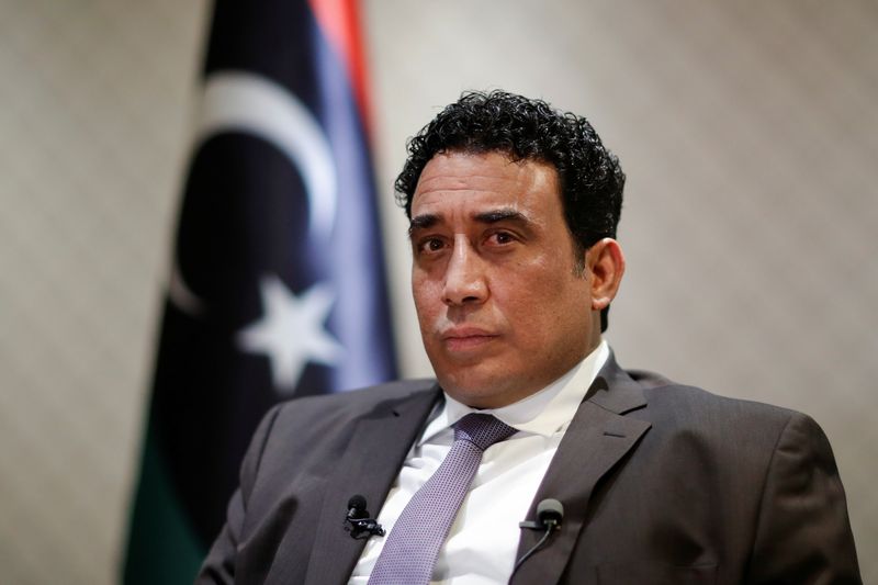 &copy; Reuters. رئيس المجلس الرئاسي الليبي محمد المنفي خلال مقابلة مع رويترز في باريس بصورة من أرشيف رويترز.