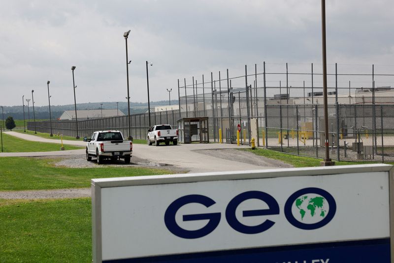 &copy; Reuters. FILE PHOTO: A sign marks the entrance to the Moshannon Valley Processing Center, a former prison repurposed as an immigration detention facility operated by the GEO Group under contract with the U.S. Immigration and Customs Enforcement, in Philipsburg, Pe