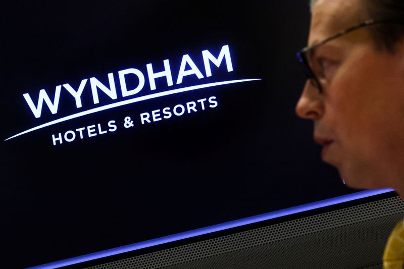 &copy; Reuters. FILE PHOTO: A screen displays the logo for Wyndham Hotels & Resorts, Inc. at the New York Stock Exchange (NYSE) in New York City, U.S., June 5, 2023.  REUTERS/Brendan McDermid