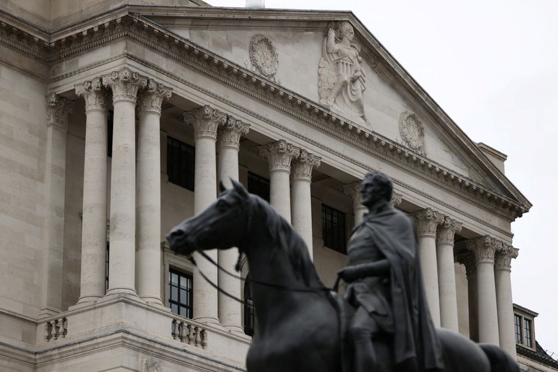 &copy; Reuters. Photo d'archives: La Banque d'Angleterre à Londres, en Grande-Bretagne. /Photo prise le 30 juillet 2023/REUTERS/Hollie Adams 