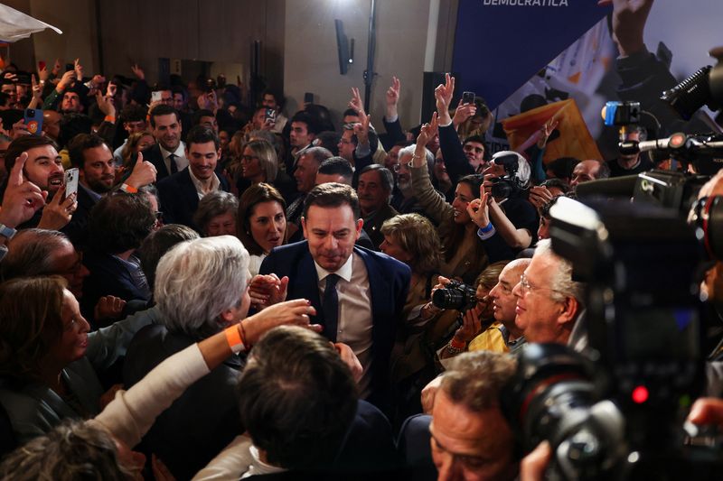 &copy; Reuters. Portugal's Social Democratic Party (PSD) and Democratic Alliance (AD) leader Luis Montenegro reacts following the result of a general election in Lisbon, Portugal, March 11, 2024. REUTERS/Pedro Nunes
