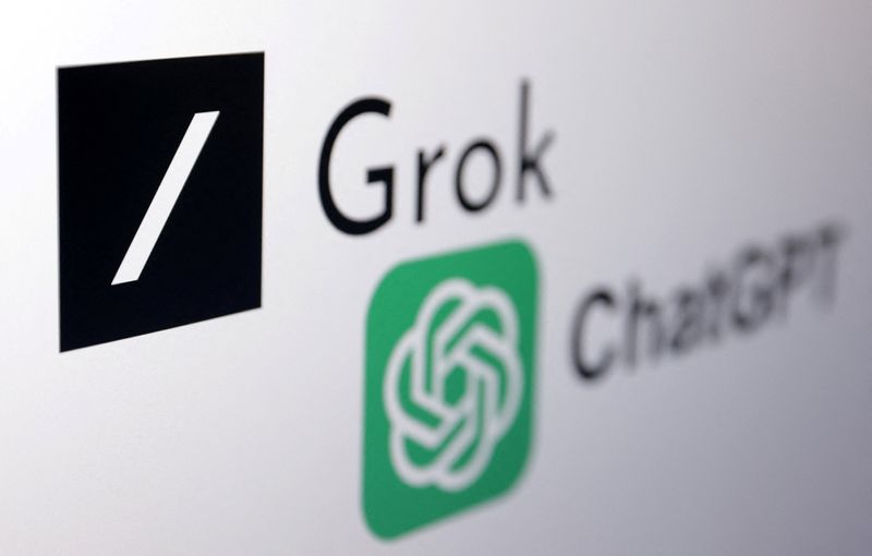 © Reuters. xAI Grok chatbot and ChatGPT logos are seen in this illustration taken, March 11, 2024. REUTERS/Dado Ruvic/Illustration