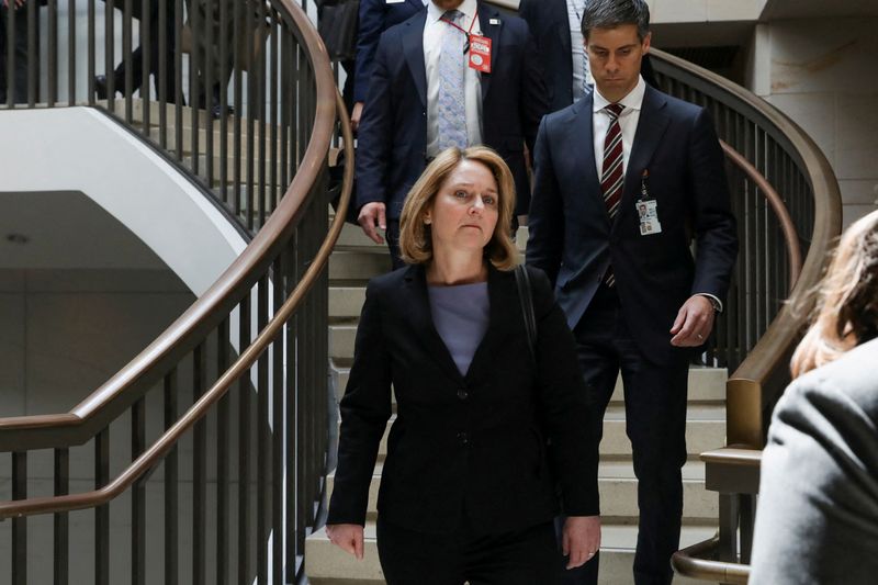 &copy; Reuters. Deputy Secretary of Defense Kathleen Hicks arrives for a closed briefing for all senators to discuss the leak of classified U.S. intelligence documents on the war in Ukraine, on Capitol Hill in Washington, U.S., April 19, 2023. REUTERS/Amanda Andrade Rhoa
