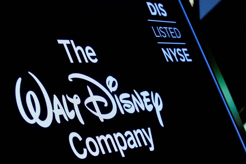 &copy; Reuters. FILE PHOTO: A screen shows the logo and a ticker symbol for The Walt Disney Company on the floor of the New York Stock Exchange (NYSE) in New York, U.S., December 14, 2017. REUTERS/Brendan McDermid/File Photo