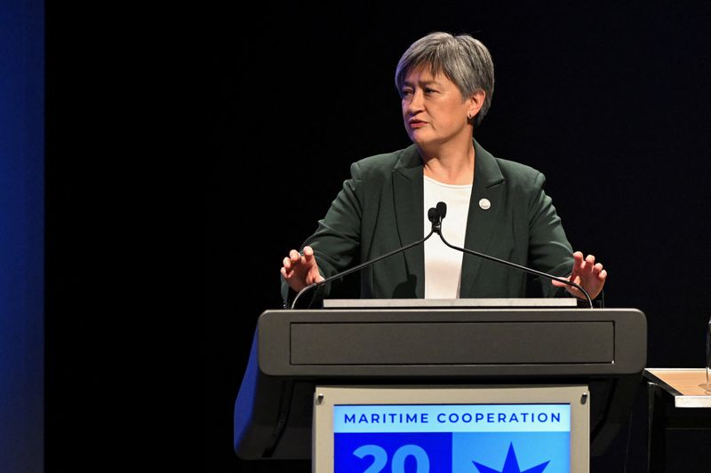 &copy; Reuters. FILE PHOTO: Australia's Foreign Affairs Minister Penny Wong speaks during the Maritime Cooperation Forum of the ASEAN-Australia Special Summit, in Melbourne, Australia March 4, 2024. REUTERS/Jaimi Joy/File Photo