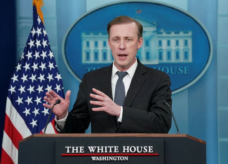&copy; Reuters. U.S. National Security Advisor Jake Sullivan speaks during a press briefing at the White House in Washington, U.S., March 12, 2024. REUTERS/Kevin Lamarque