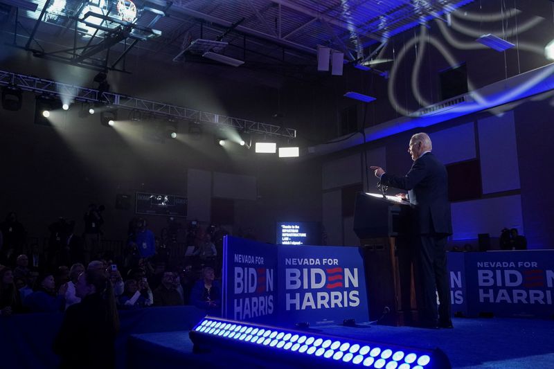 &copy; Reuters. Le Président américain Joe Biden lors d'un rassemblement avant la primaire démocrate au Nevada. /Photo prise le 4 février 2024/REUTERS/Kevin Lamarque