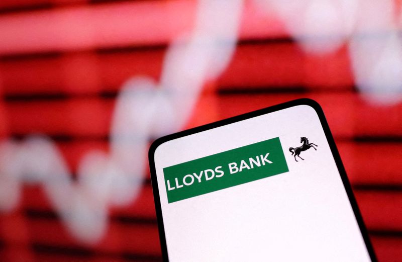 &copy; Reuters. FILE PHOTO: Lloyds Bank logo and rising stock graph are seen in this illustration taken March 12, 2023. REUTERS/Dado Ruvic/File Photo