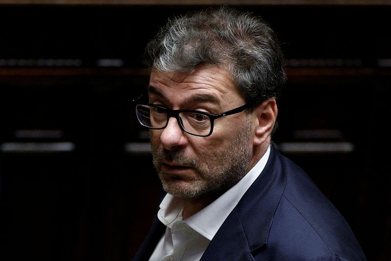 &copy; Reuters. Minister of Economic Development Giancarlo Giorgetti attends the first voting session at the lower house of parliament to elect the new speaker in Rome, Italy, October 13, 2022. REUTERS/Guglielmo Mangiapane/File Photo