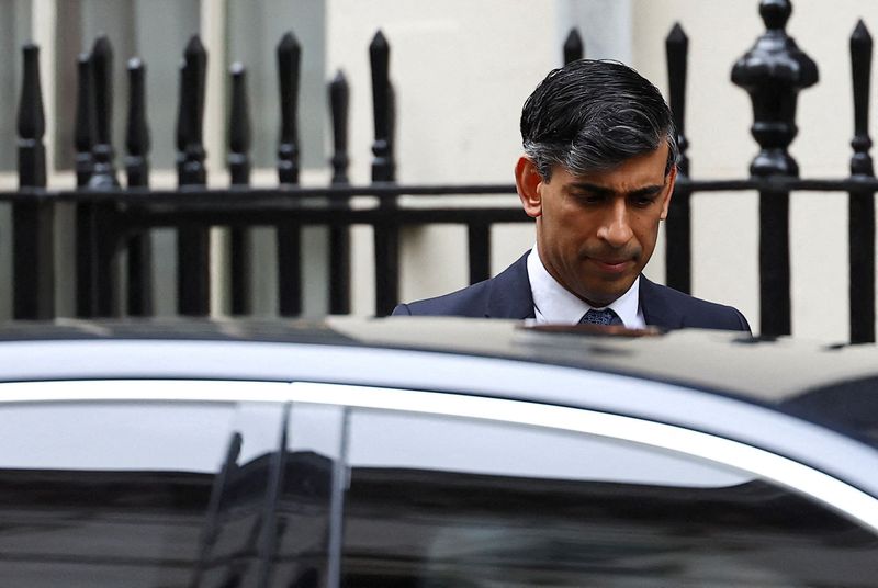 &copy; Reuters. British Prime Minister Rishi Sunak leaves Downing Street in London, Britain, March 13, 2024. REUTERS/Hannah McKay