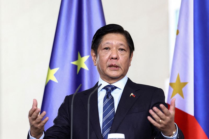 &copy; Reuters. FILE PHOTO: Philippine President Ferdinand Marcos Jr. speaks at a press conference, held with German Chancellor Olaf Scholz (not pictured), in Berlin, Germany, March 12, 2024. REUTERS/Liesa Johannssen/File Photo