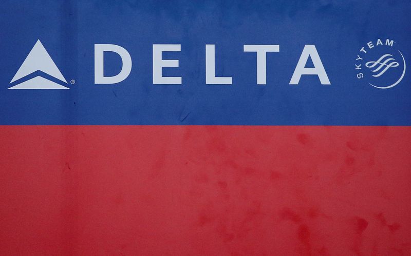 &copy; Reuters. Delta airlines logo is seen inside of the Commodore Arturo Merino Benitez International Airport in Santiago, Chile  April 25, 2019. REUTERS/Rodrigo Garrido/file photo
