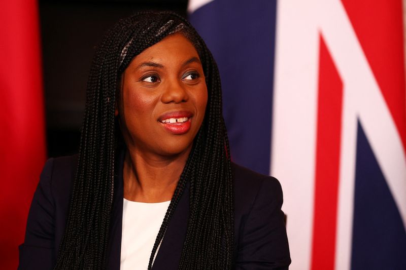 &copy; Reuters. Britain's Business and Trade Secretary Kemi Badenoch reacts during a meeting with Texas Governor Greg Abbott to sign a trade pact to boost trade and investment ties between Britain and Texas, at Downing Street on March 13, 2024 in London, Britain. Peter N