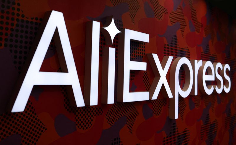 &copy; Reuters. FILE PHOTO: The logo of AliExpress is seen inside the company's office in Moscow, Russia July 9, 2020. Picture taken July 9, 2020. REUTERS/Evgenia Novozhenina/File Photo