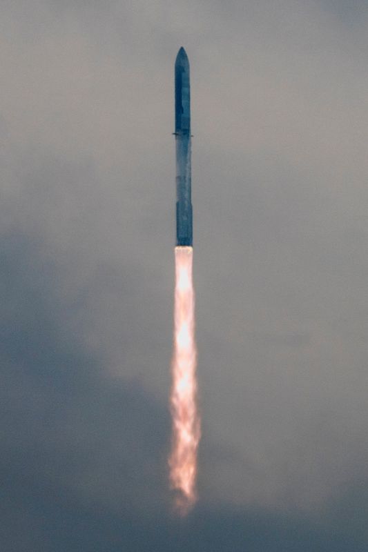&copy; Reuters. A espaçonave Starship, da SpaceX, no topo do foguete Super Heavy, decola em seu terceiro lançamento da plataforma em Boca Chica , perto de Brownsville, Texas, EUA
14/03/2024
REUTERS/Cheney Orr