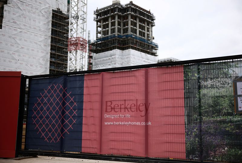 &copy; Reuters. File photo: Hoardings display a logo of Berkeley Group outside a development in London, Britain, March 4, 2023. REUTERS/Henry Nicholls/File photo