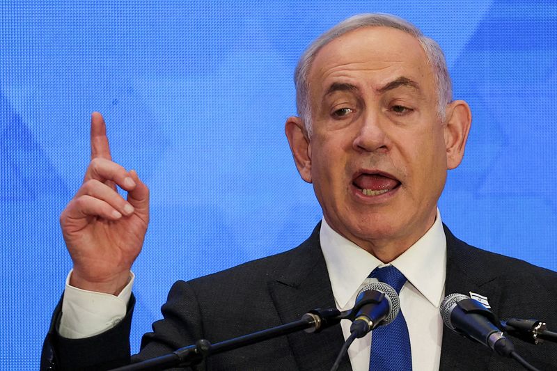 &copy; Reuters. رئيس الوزراء الإسرائيلي بنيامين نتنياهو خلال مؤتمر صحفي بالقدس يوم 18 فبراير شباط 2024. تصوير: رونين زفولون - رويترز