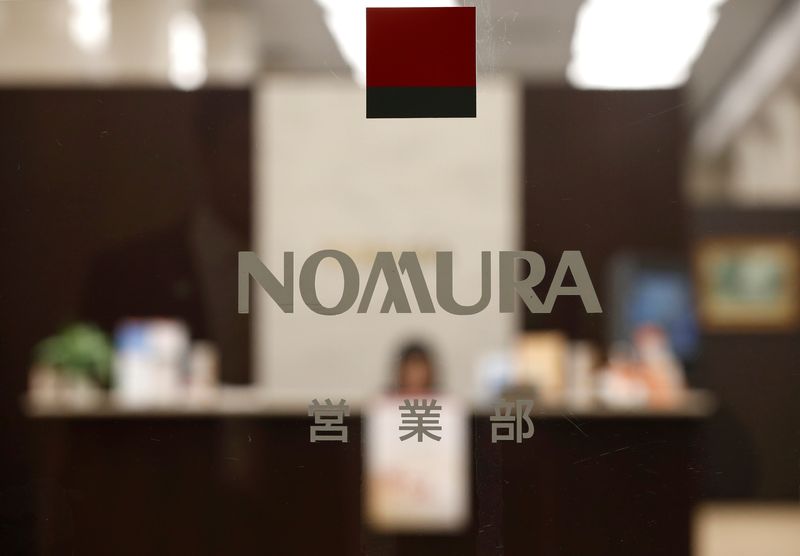 &copy; Reuters. FILE PHOTO: The logo of Nomura Securities is seen at the company's Head Office in Tokyo, Japan, November 28, 2016.    REUTERS/Toru Hanai/FILE PHOTO