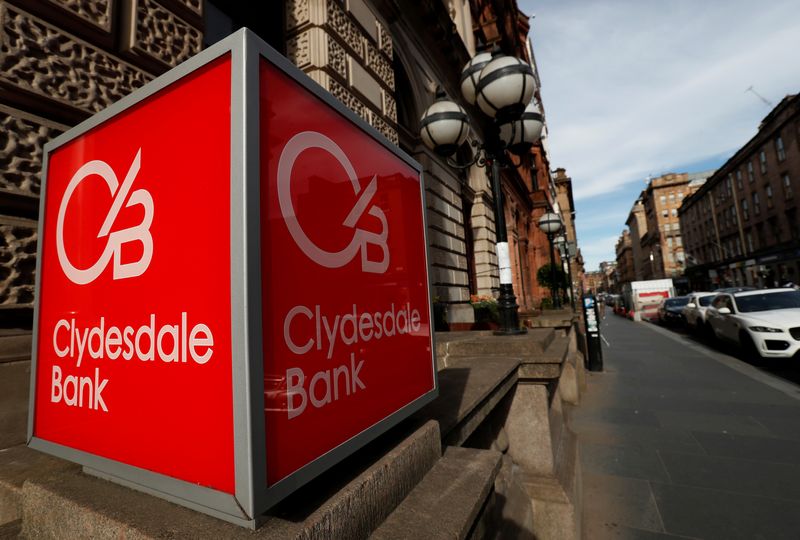 &copy; Reuters. The Clydesdale Bank logo is seen in St Vincent Place Glasgow, Scotland, Britain, June 25, 2018  REUTERS/Russell Cheyne/File Photo