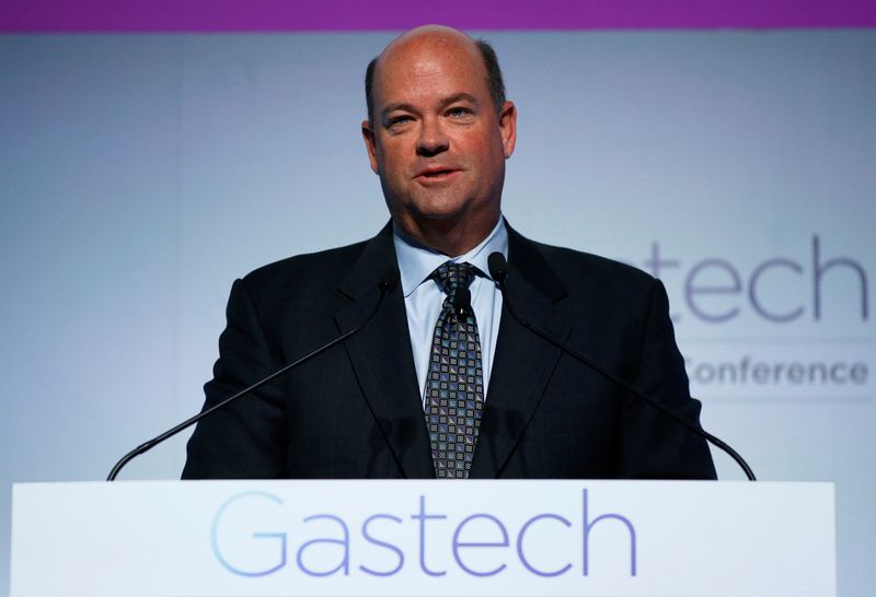 &copy; Reuters. ConocoPhillips CEO Ryan Lance speaks at Gastech, the world's biggest expo for the gas industry, in Chiba, Japan, April 4, 2017.    REUTERS/Toru Hanai/File Photo