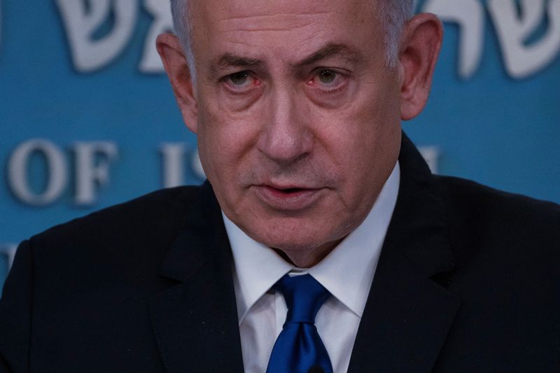 © Reuters. رئيس الوزراء الإسرائيلي بنيامين نتنياهو خلال اجتماع في القدس يوم 17 مارس آذار 2024. صورة لرويترز من ممثل لوكالات الأنباء.