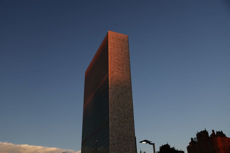 &copy; Reuters. FILE PHOTO: The United Nations building is seen at sunrise during the 77th Session of the United Nations General Assembly at the U.N. Headquarters in New York City, U.S., September 21, 2022. REUTERS/Shannon Stapleton/File Photo