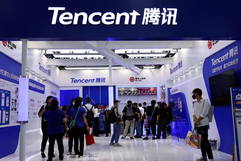 &copy; Reuters. Logo da Tencent em feira de negócios em Pequim
01/09/2022 REUTERS/Tingshu Wang