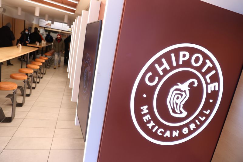 &copy; Reuters. A signage is seen in a Chipotle outlet in Manhattan, New York City, U.S., February 7, 2022. REUTERS/Andrew Kelly/File Photo