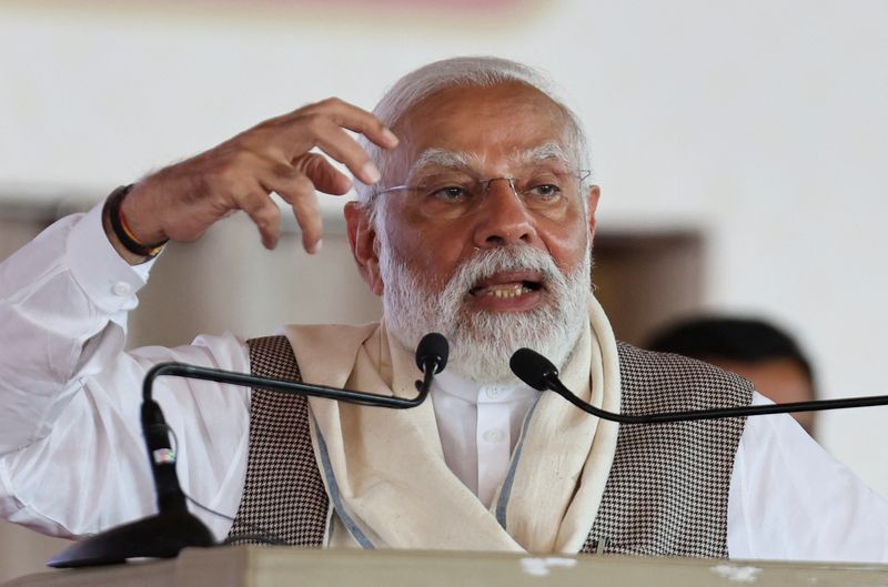 &copy; Reuters. Primeiro-ministro da Índia, Narendra Modi, discursa em  evento em Ahmedabad
12/03/2024 REUTERS/Amit Dave