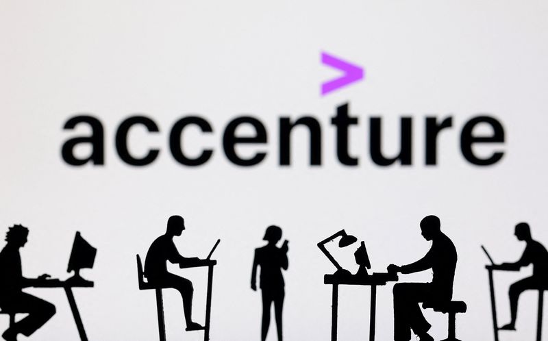 &copy; Reuters. Figurines with computers and smartphones are seen in front of Accenture logo in this illustration taken, February 19, 2024. REUTERS/Dado Ruvic/Illustration/File Photo