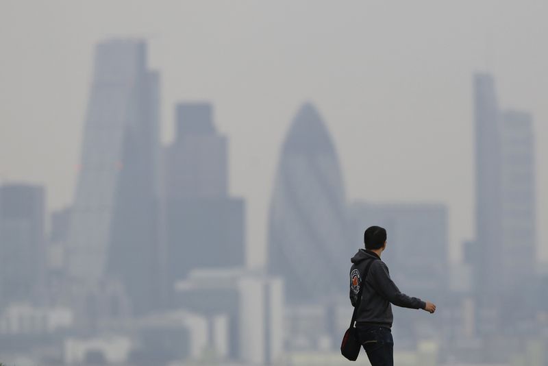 &copy; Reuters. A man walks through Greenwich Park as a haze of pollution sits over the London skyline April 3, 2014.  REUTERS/Luke MacGregor/File Photo