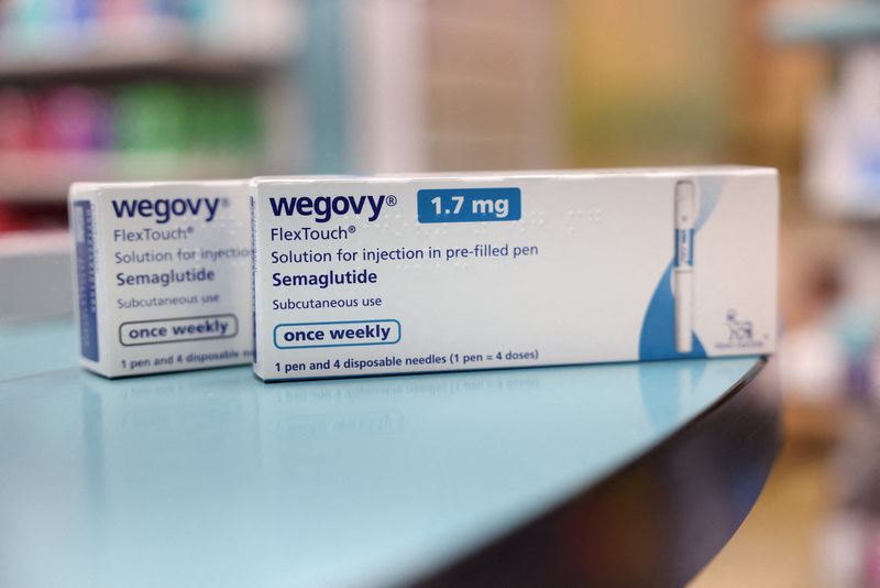 &copy; Reuters. FILE PHOTO: Boxes of Wegovy made by Novo Nordisk are seen at a pharmacy in London, Britain March 8, 2024. REUTERS/Hollie Adams/File Photo