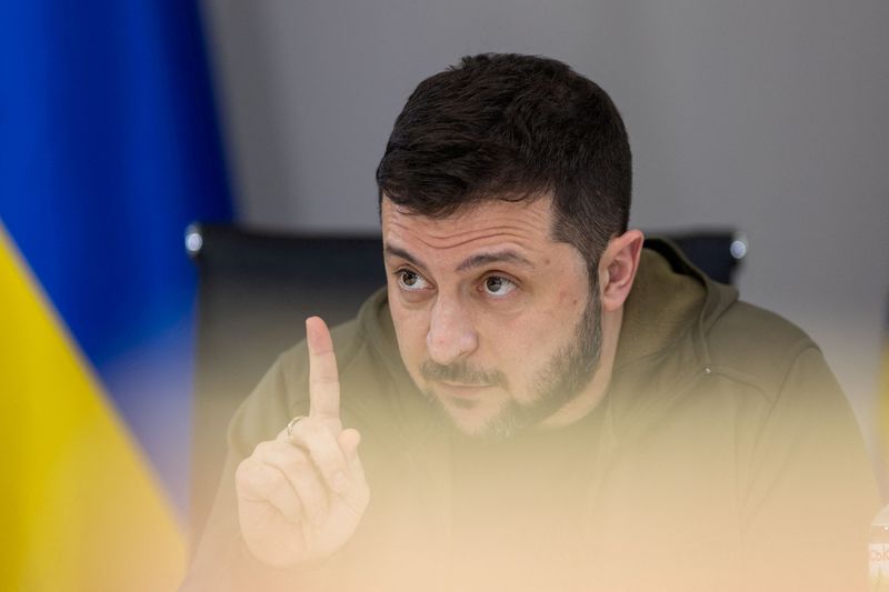 &copy; Reuters. FILE PHOTO: Ukraine's President Volodymyr Zelenskiy attends an interview for the representatives of Ukrainian media, as Russian's attack on Ukraine continues, in Kyiv, Ukraine April 4, 2022. Picture taken April 4, 2022. Ukrainian Presidential Press Servic