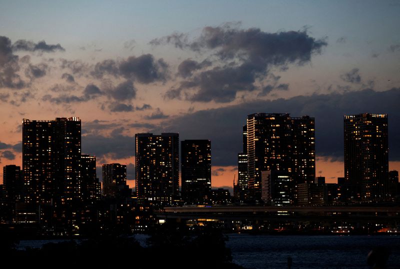 &copy; Reuters. High-rise apartment buildings and high-rise office buildings are seen along Tokyo Bay waterfront area at dusk in Tokyo, Japan November 30, 2023.  REUTERS/Issei Kato/File Photo
