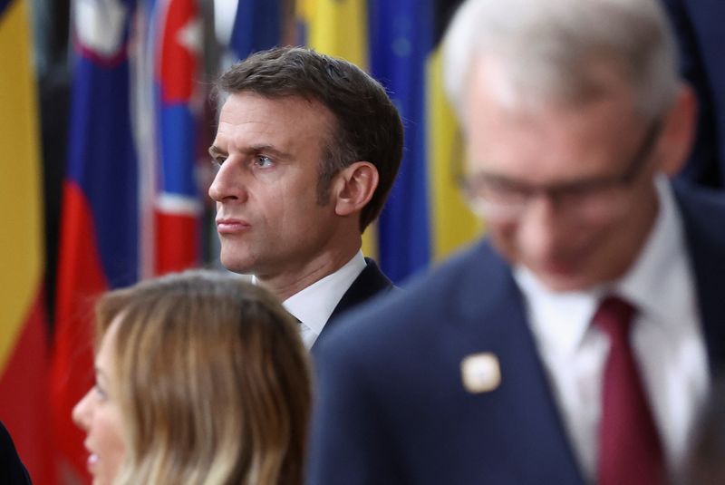 &copy; Reuters. Le président français, Emmanuel Macron, lors d'un sommet des dirigeants de l'Union européenne, à Bruxelles, en Belgique. /Photo prise le 22 mars 2024/REUTERS/Yves Herman