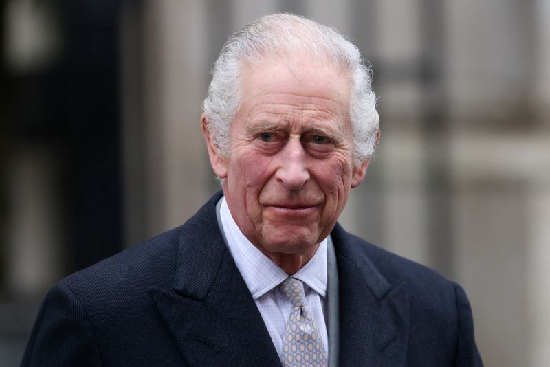 &copy; Reuters. FILE PHOTO: Britain's King Charles leaves the London Clinic after receiving treatment for an enlarged prostate in London, Britain January 29, 2024. REUTERS/Hollie Adams/ File photo
